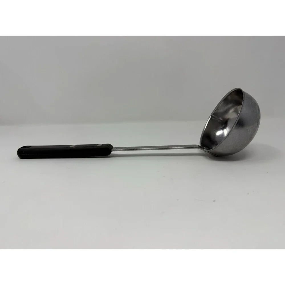 Ekco Forge Stainless Steel Soup Ladle Black Riveted Handle USA